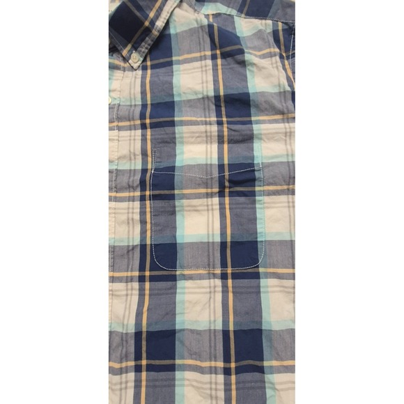 American‎ Eagle men's blue/white/tan plaid long sleeve button up shirt sz XXL - Picture 4 of 12